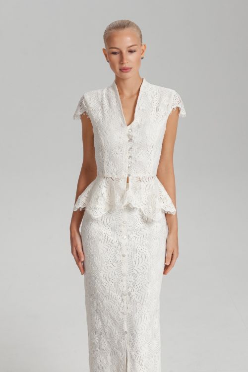 Жакет с коротким рукавом из кружева